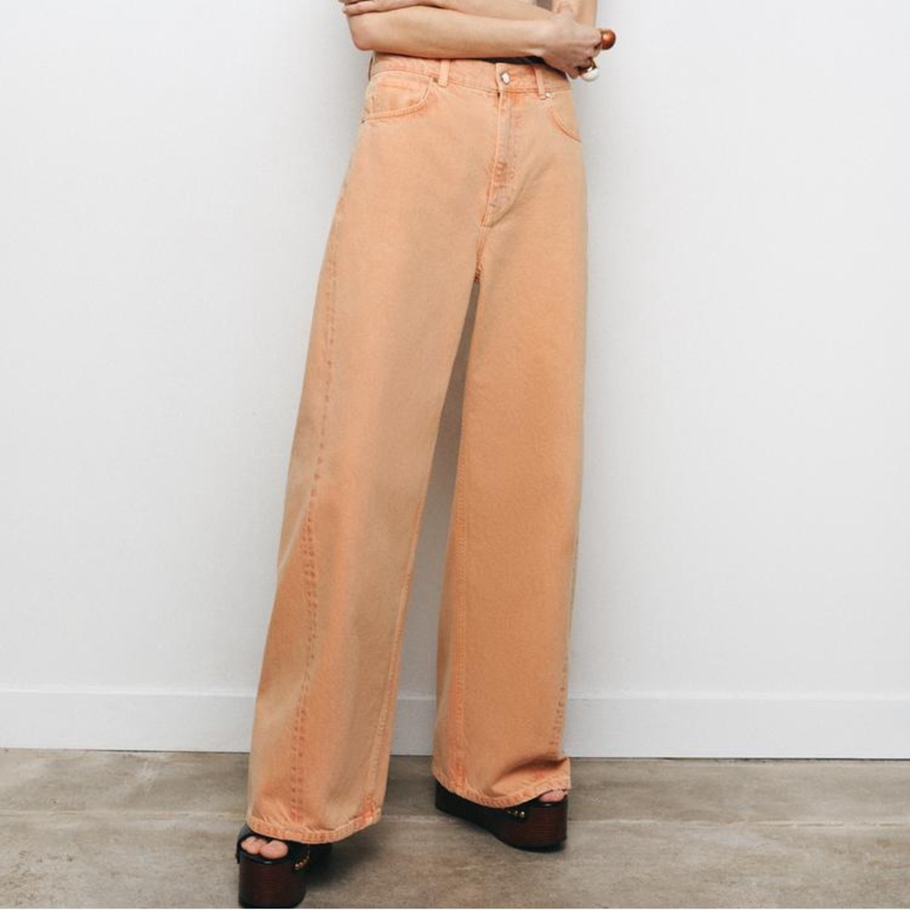 Zara High rise wide leg orange denim. Size 4. - Picture 11 of 11